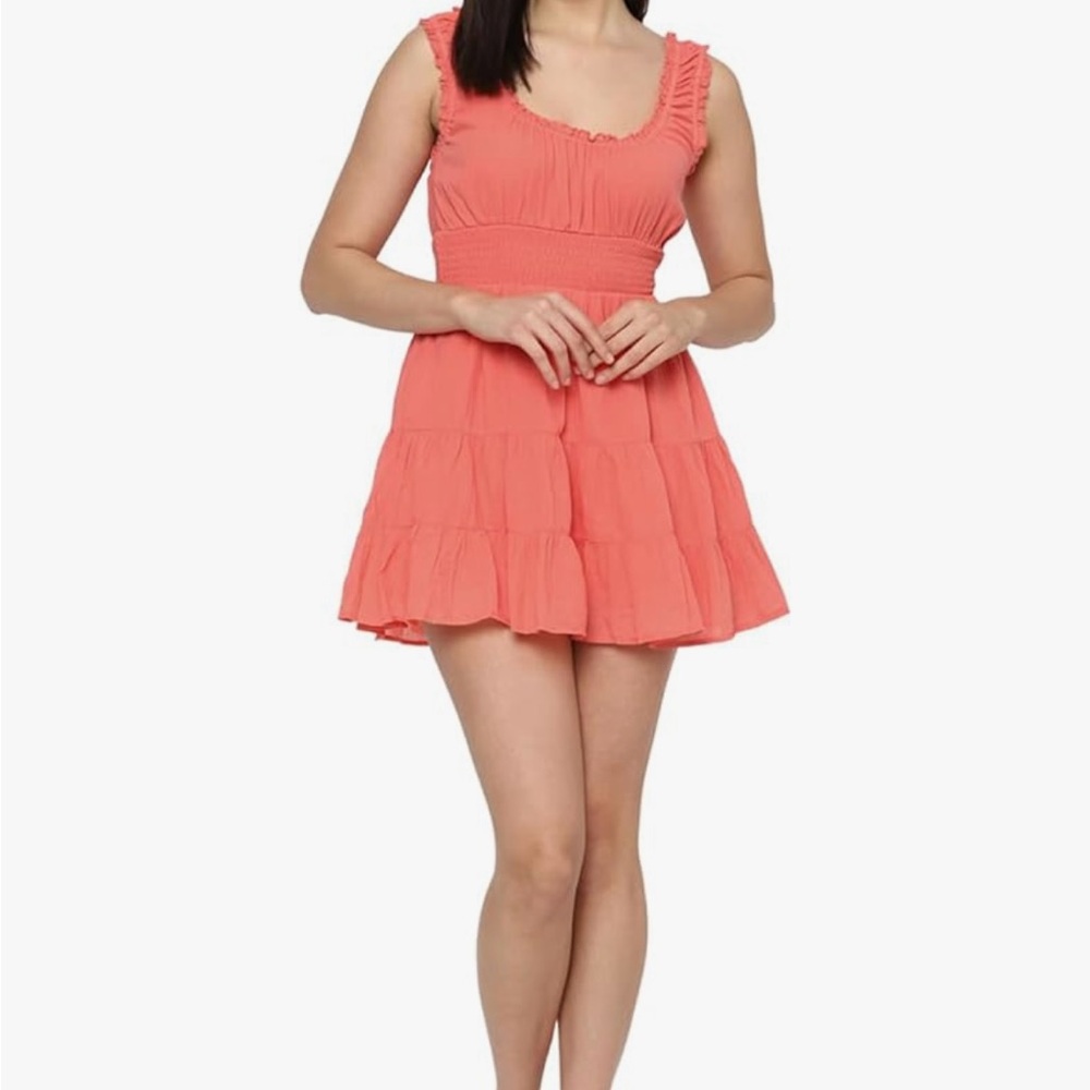 American Eagle Coral Sleeveless Tiered Dress